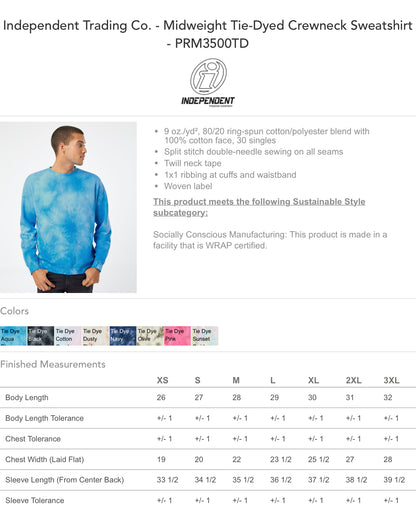 SIDLES RACING. TIE DYE HOODIE/CREW.