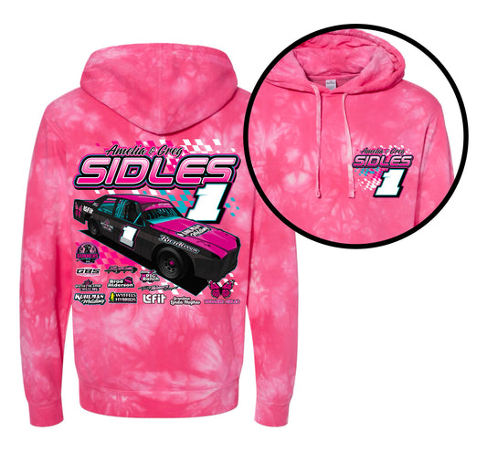 SIDLES RACING. TIE DYE HOODIE/CREW.