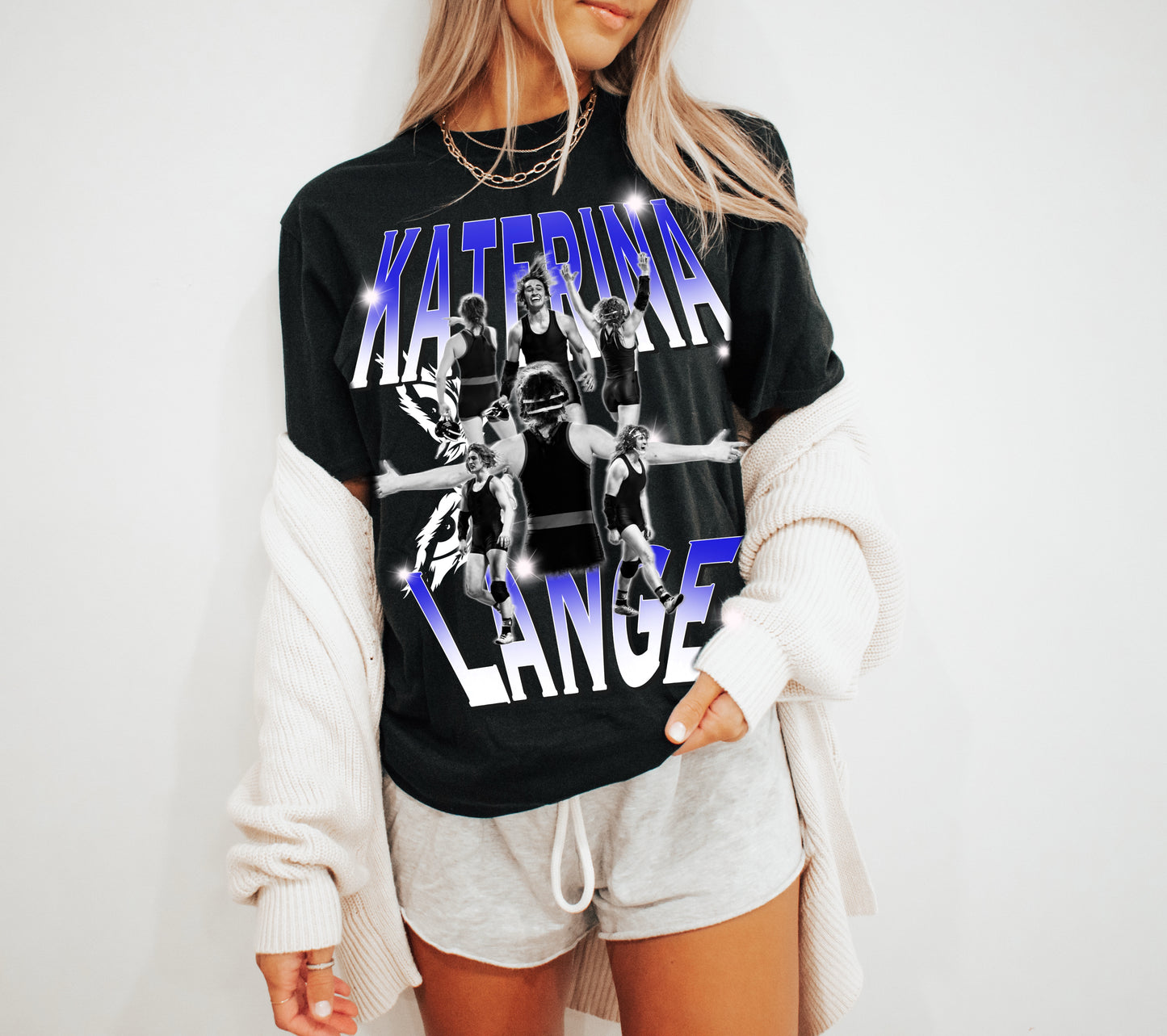 KATERINA LANGE. WRESTLING TEE. BLACK.