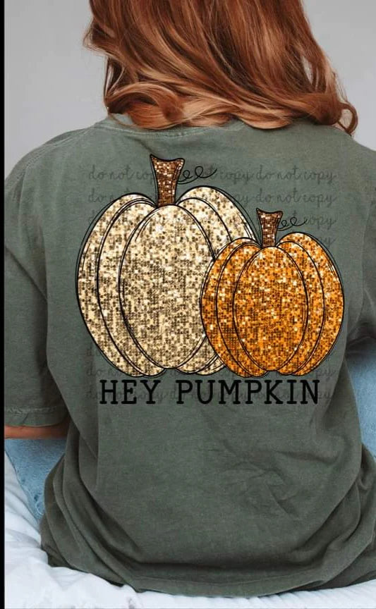 Hey Pumpkin Tee - Faux Sequin